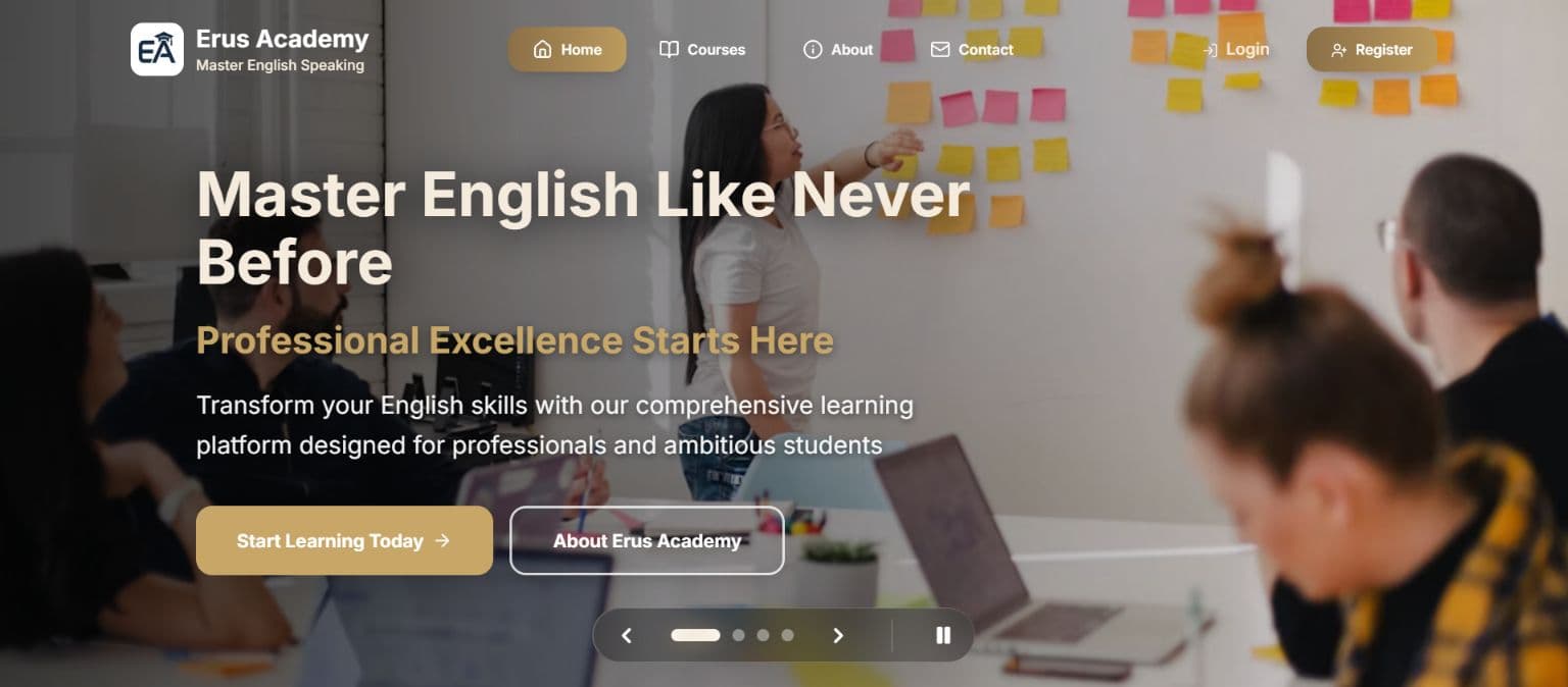 Erus Academy – AI-Powered English Learning Platform product interface