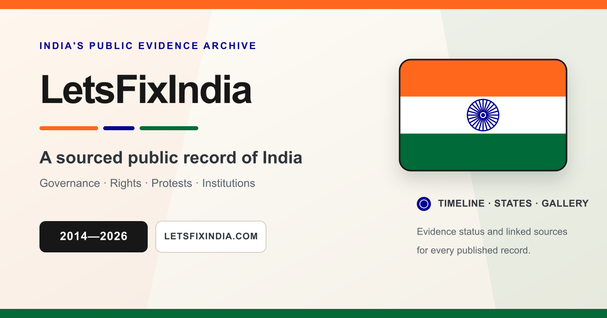 LetsFixIndia Timeline – India's Sourced Public Record (2014–2026)