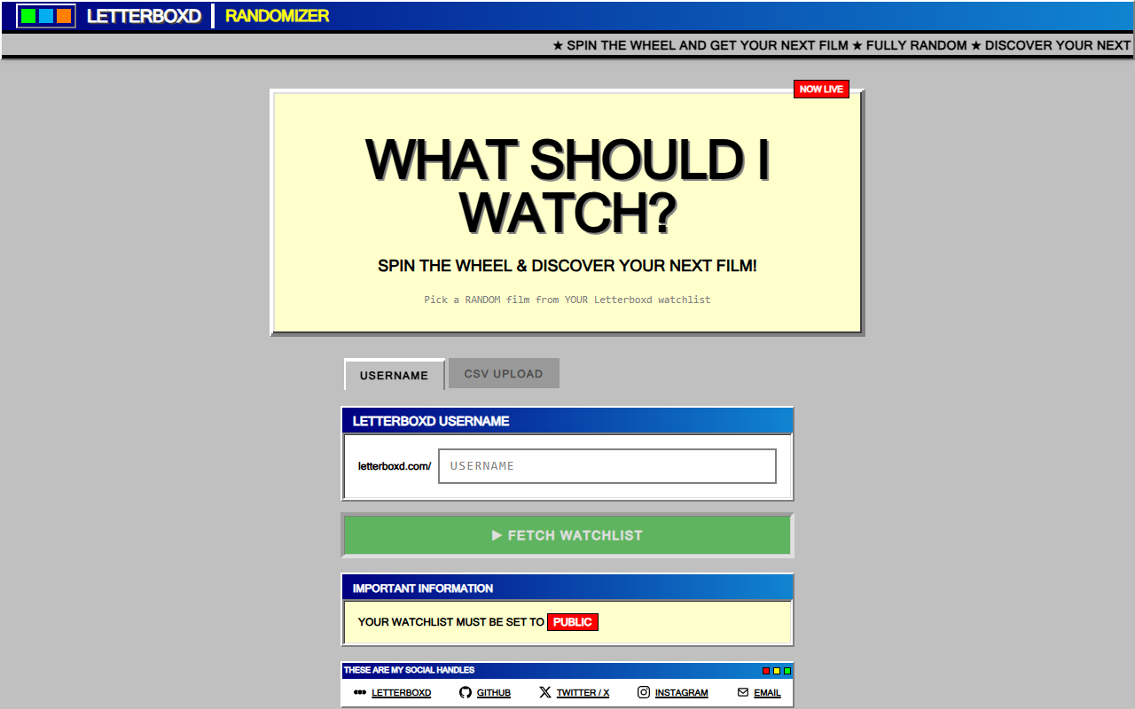 Letterboxd Randomizer – Film Discovery Engine